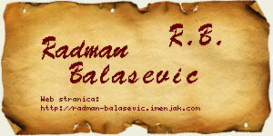 Radman Balašević vizit kartica